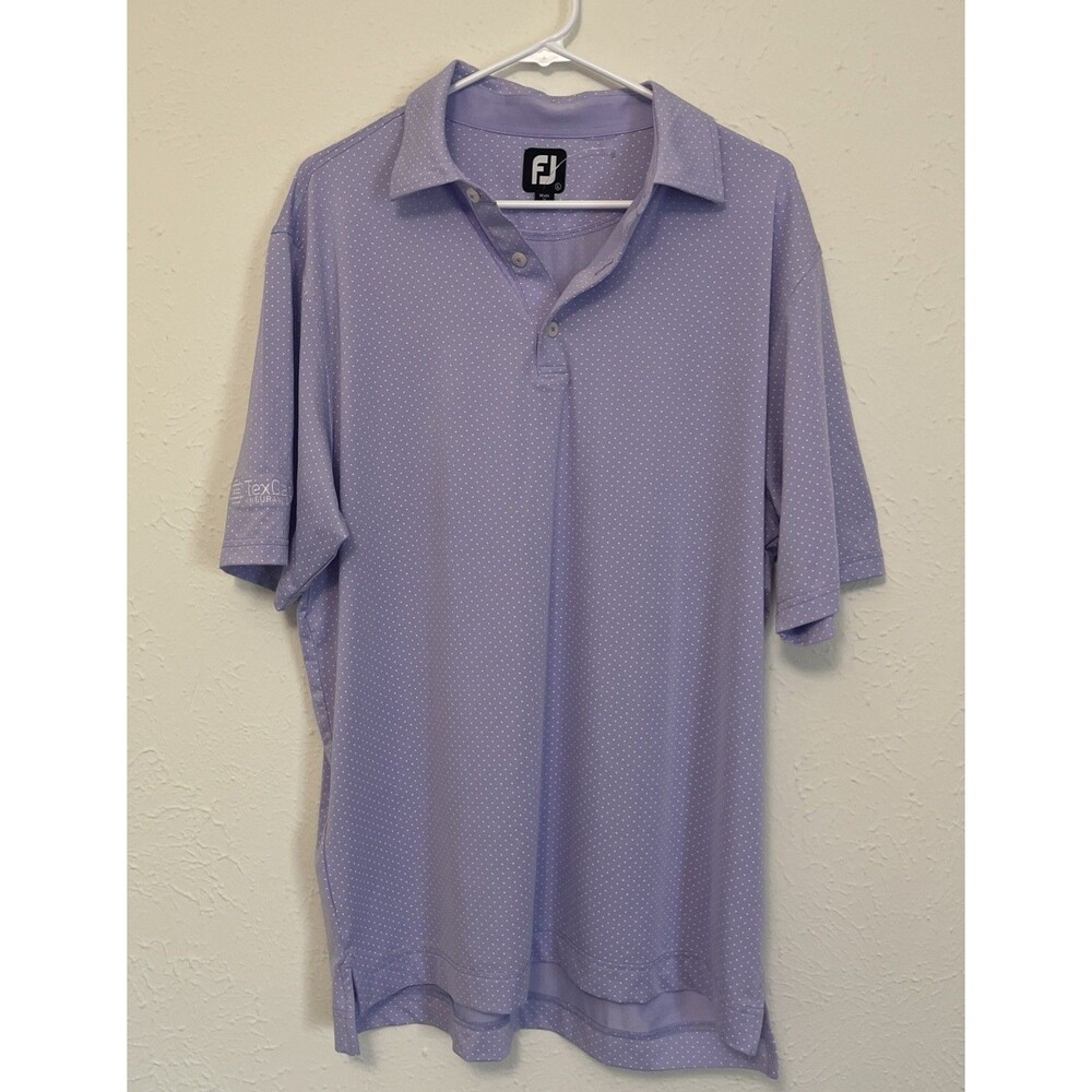 FOOTJOY Men's FJ Dot Print Polo Shirt Lightweight Performance Light Purple Large